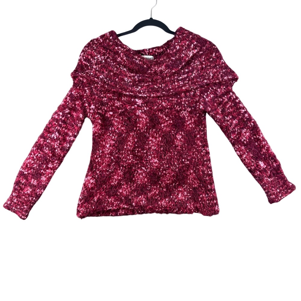 Knox Rose Red Textured Eyelash Knit Sweater Soft Cozy Feminine Cottagecore M